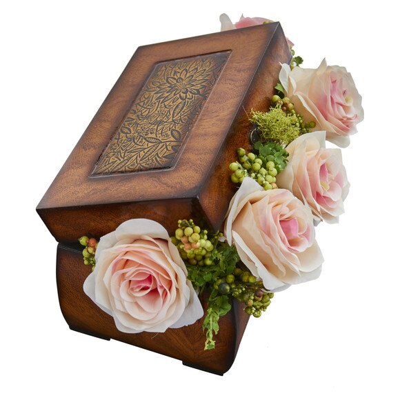 Roses Artificial Arrangement in Decorative Chest - SKU #1591-PE - 11